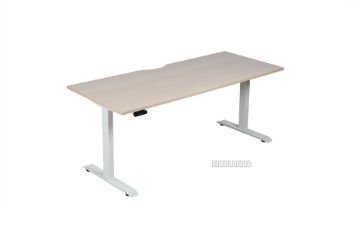 Picture of UP1 Adjustable Height Straight Desk (Oak Top White Base) - 695-1185mm (150 Top)
