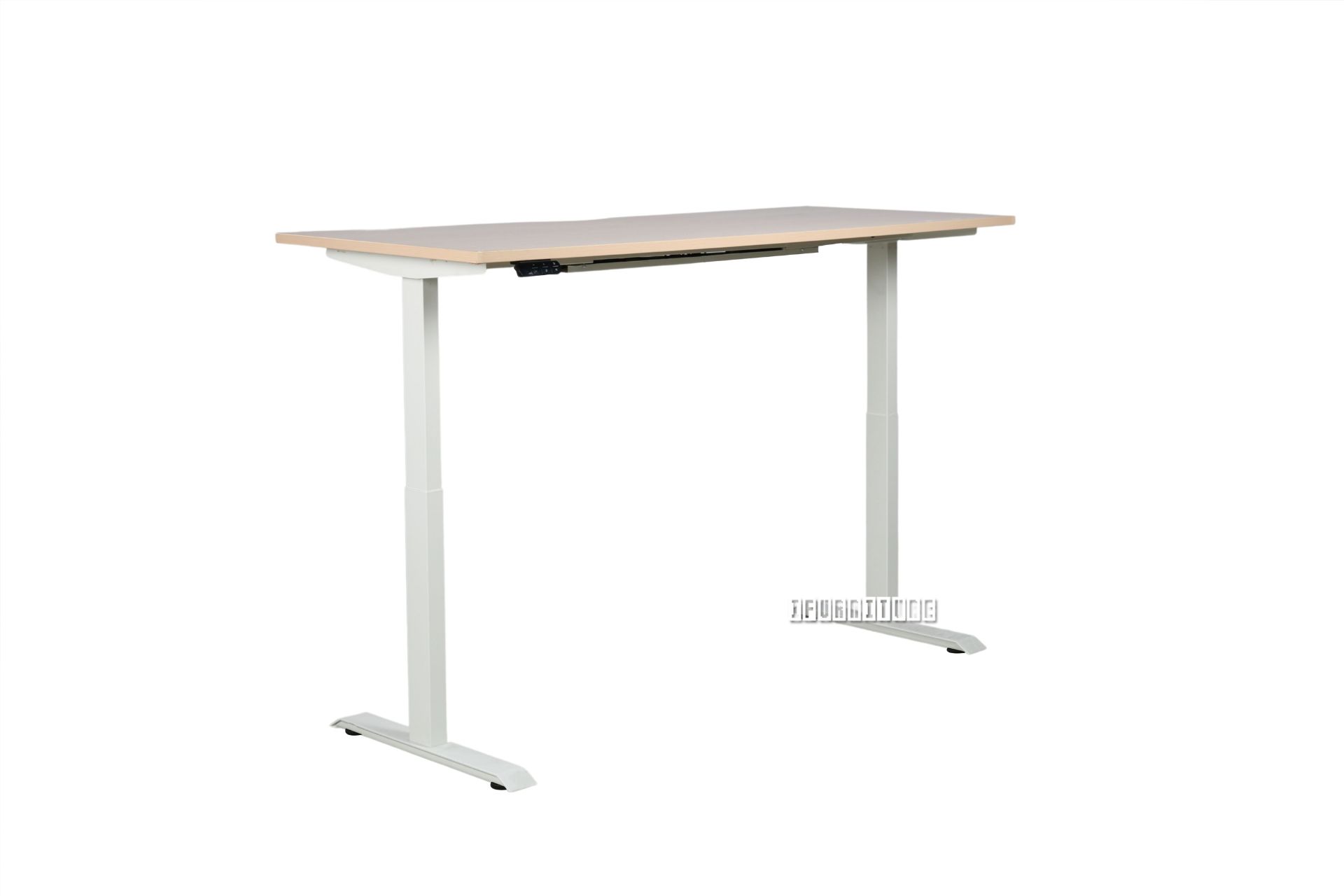 UP1 150/160/180 HEIGHT ADJUSTABLE STRAIGHT DESK *OAK TOP WHITE BASE