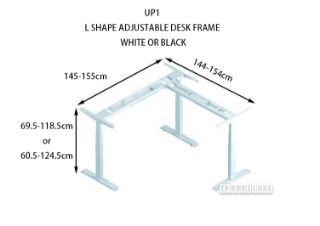 Picture of UP1 L-SHAPE Adjustable Height Desk Frame (White/Black) - 695-1185mm (White)