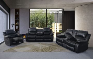 Picture of ROCKLAND Reclining Sofa Range in Air Leather (Black)