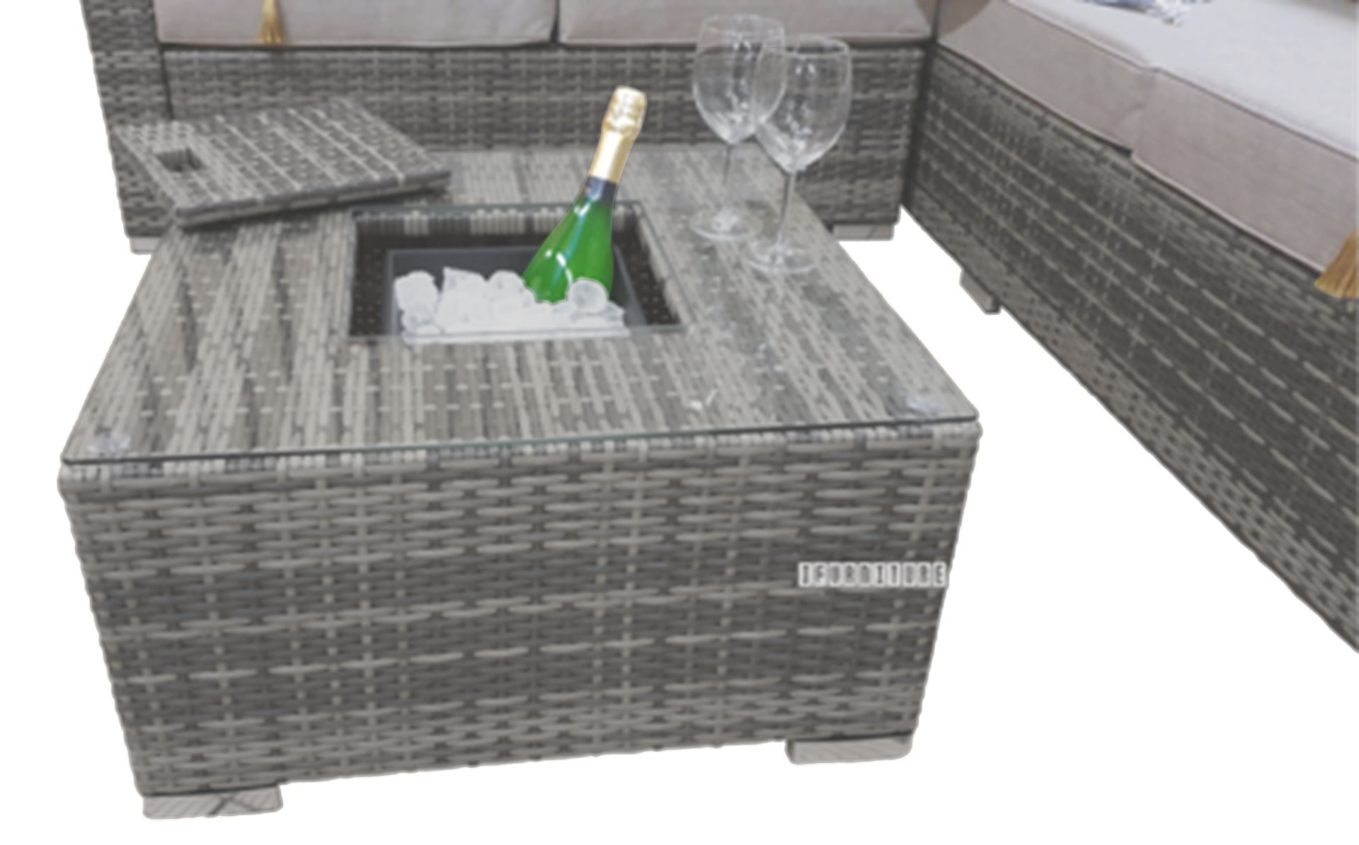 ALUMINUM FRAME Corner Sofa Set With Ice Bucket