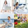 Picture of VISBY Aluminum Frame Folding Laptop Table with Trays, Drawer & Reading Rack (White)