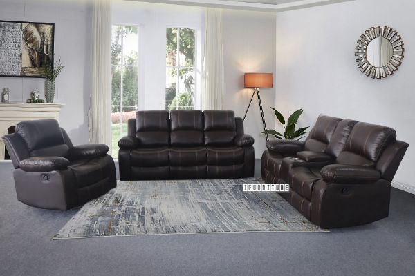 Picture of ROCKLAND Reclining Sofa Range in Air Leather (Brown)