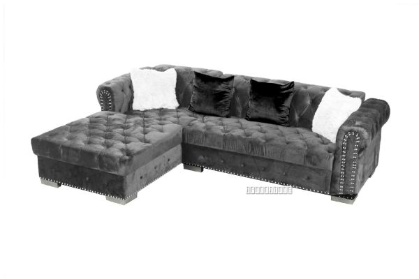 Picture of BILLY GOODWILL Sectional Chesterfield Tufted Velvet Sofa (Sandstone)