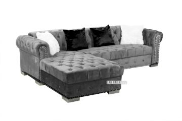 Picture of BILLY GOODWILL Sectional Chesterfield Tufted Velvet Sofa (Sandstone)