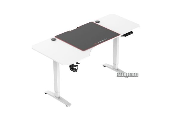 Picture of MATRIX 159 L-Shape Electrical Height Adjustable Desk with Jumbo Mouse Pad *White