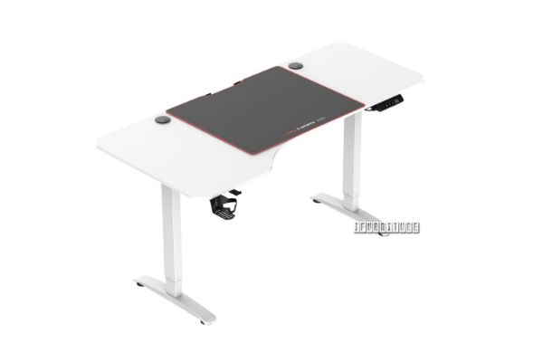 Picture of MATRIX 159 L-Shape Electrical Height Adjustable Desk with Jumbo Mouse Pad (White)