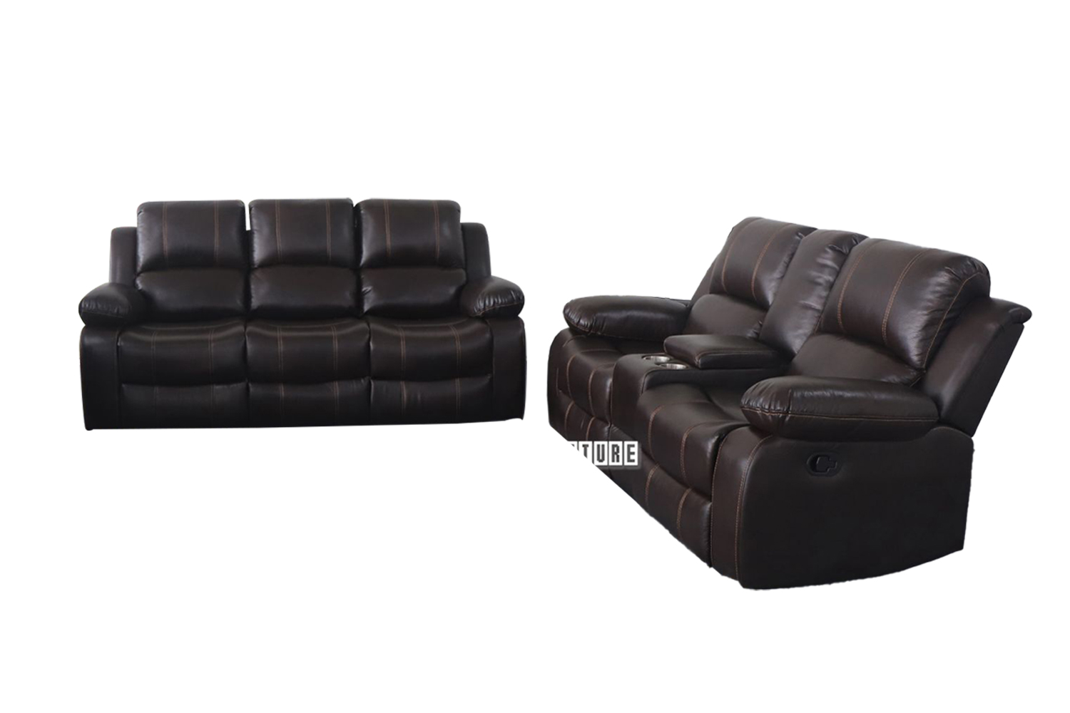 ROCKLAND Reclining Sofa Range in Air Leather (Brown)