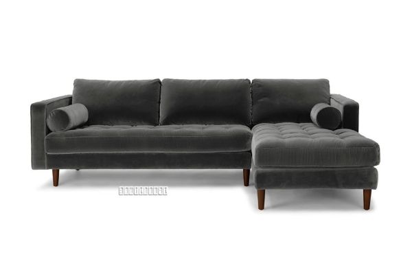 Picture of FAVERSHAM Fabric Sectional Sofa *Grey Velvet - Facing Right
