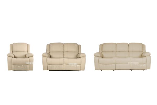 Picture of BRIGHTON Reclining Air Leather Sofa Range *Beige - R+2RR+3RR
