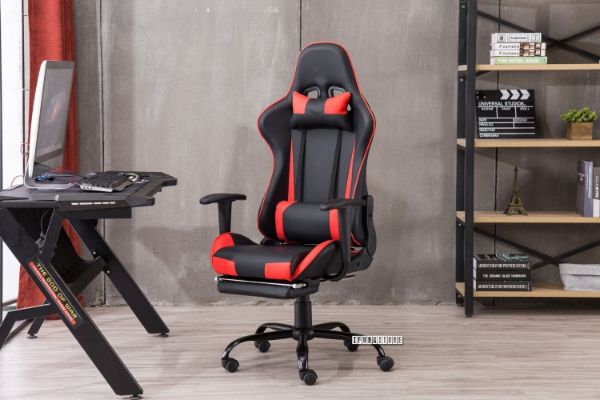 Picture of RACER Ergonomic Gaming Chair with Footrest (Red)