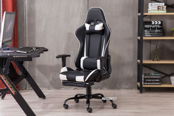 Picture of RACER Ergonomic Gaming Chair with Footrest (White)