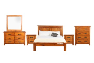 Picture of RIVERWOOD 4PC/5PC/6PC Bedroom Combo in Queen/King/Super King Size (Rustic Pine)