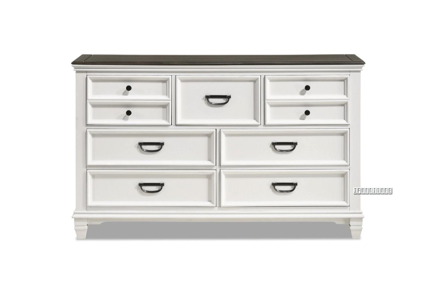 CHARLES 7Drawer Dresser with Mirror (White & Grey)