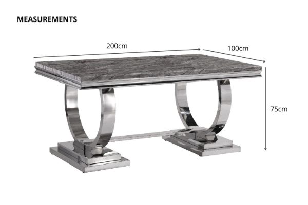 Picture of OPHELIA Marble Top Stainless Steel Legs Dining Table - 2.0M