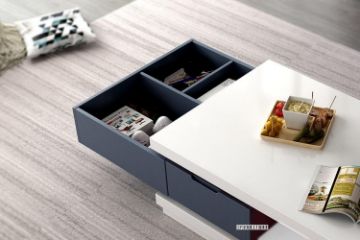 Picture of HANIMONT 120 Coffee Table with LED Lights (Swivel Storage/High Gloss White Top)