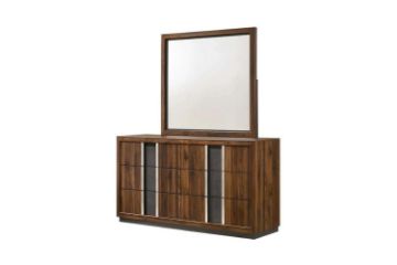 Picture of SANDRA 6 DRW Dressing Table with Mirror (Walnut Colour)