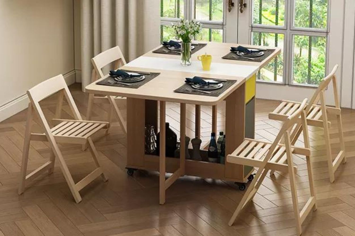 HANSON 120/140 Butterfly/Foldable Dining Table (Light Oak Colour)