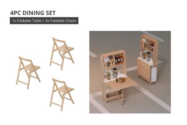 Picture of HANSON 4PC Foldable Dining Set with Cabinet Shelf