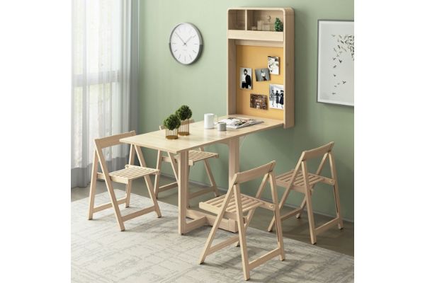 Picture of RYLER Wall Mounted Drop Down/Foldable Dining Table with Pushpin Board (Light Wooden Colour)