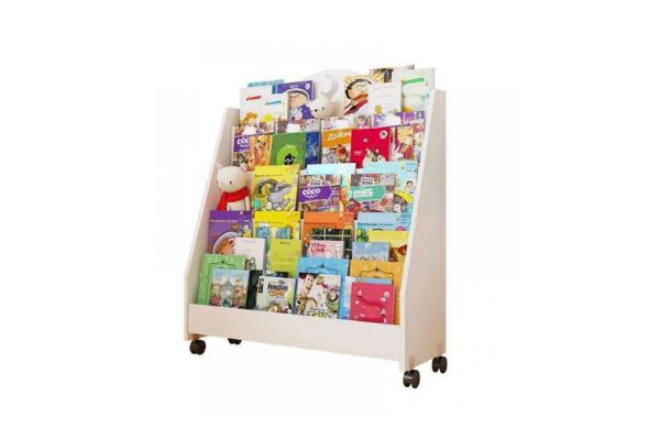 Picture of KAYLA Multiple Layers Children Storage Bookshelf with Wheels (White)