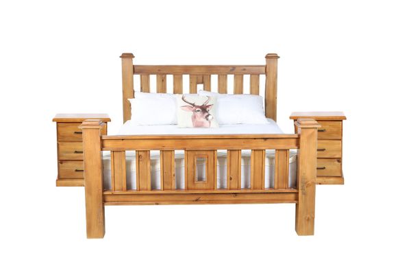 Picture of COTTAGE HILL Solid Pine Bedroom Combo in Queen Size (Antique Oak Colour) - 3PC Set