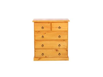 Picture of CANNINGTON Solid NZ Pine 5-Drawer Tallboy (Maple Colour)