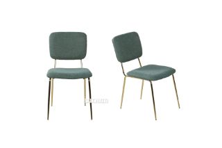 Picture of LASKY Gold Frame Fabric Dining Chair (Green) - Set of 2