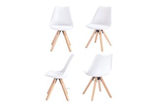 Picture of EIFFEL Beechwood Legs PU Seat Dining Chair (White) - Set of 4