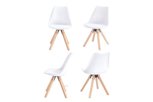Picture of EIFFEL Beechwood Legs PU Seat Dining Chair (White) - Set of 4