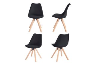 Picture of EIFFEL Beechwood Legs PU Seat Dining Chair (Black) - Set of 4