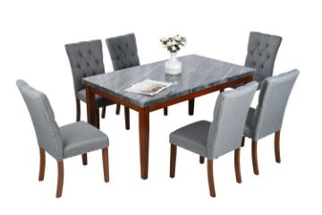 Picture of SOMMERFORD Marble Top 7PC Dining Set (Black)