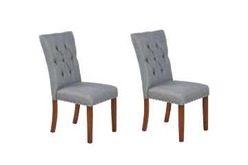 Picture of SOMMERFORD Tufted Fabric Upholstered Dining Chair (Dark Grey) - Set of 2 