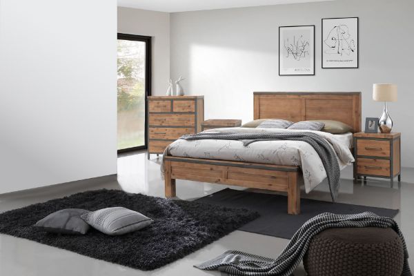 Picture of KANSAS Bedroom Combo in Queen Size (Acacia Wood) - 4PC Combo