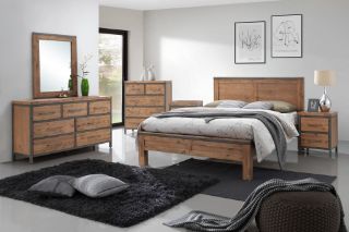 Picture of KANSAS Bedroom Combo in Queen Size *Acacia Wood - 6PC Combo