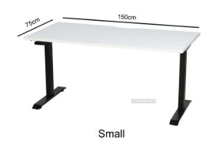 Picture of UP1 Adjustable Height Straight Desk (White Top Black Base) - 695-1185mm (150 Top)