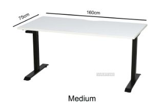 Picture of UP1 Adjustable Height Straight Desk (White Top Black Base) - 695-1185mm (160 Top)