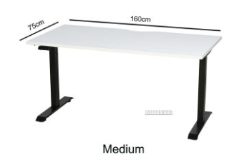 Picture of UP1 Adjustable Height Straight Desk (White Top Black Base) - 605-1245mm (160 Top)