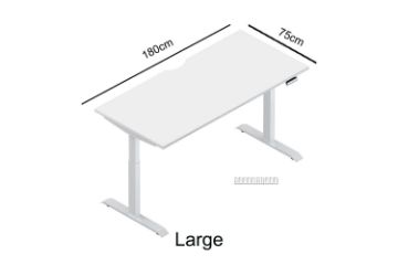 Picture of UP1  150/160/180 HEIGHT ADJUSTABLE STRAIGHT DESK *WHITE TOP WHITE BASE - 180 Top 695-1185mm Adjustable