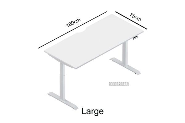 Picture of UP1  150/160/180 HEIGHT ADJUSTABLE STRAIGHT DESK *WHITE TOP WHITE BASE - 180 Top 605-1245mm Adjustable