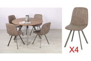 Picture of PLAZA 120 Round Dining Set *Brown - 1 Dining Table + 4 Vertical Dining Chairs