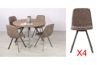 Picture of PLAZA 120 Round Dining Set *Brown - 1 Dining Table + 4 Horizontal Dining Chairs