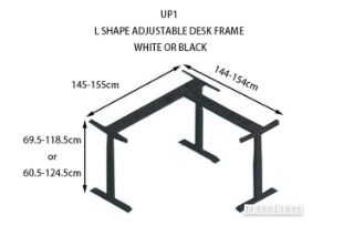 Picture of UP1 L-SHAPE Adjustable Height Desk Frame (White/Black) - 695-1185mm (Black)