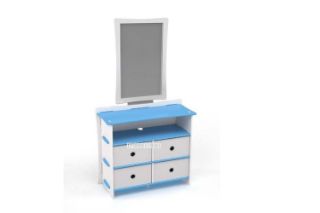 Picture of Legare Dressing Table in 3 Colour By Legaré *Tool Free - Blue-With Straight Mirror