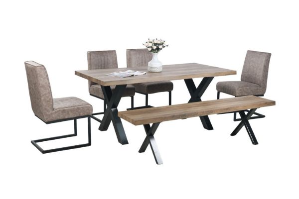 Picture of GALLOP Dining Set - 4 Dining Chairs (Without Arms) +1 Dining Bench + 1 Dining Table