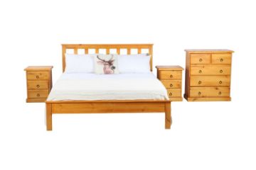 Picture of CANNINGTON Solid NZ Pine 3PC/4PC Bedroom Combo in Queen Size (Maple Colour)