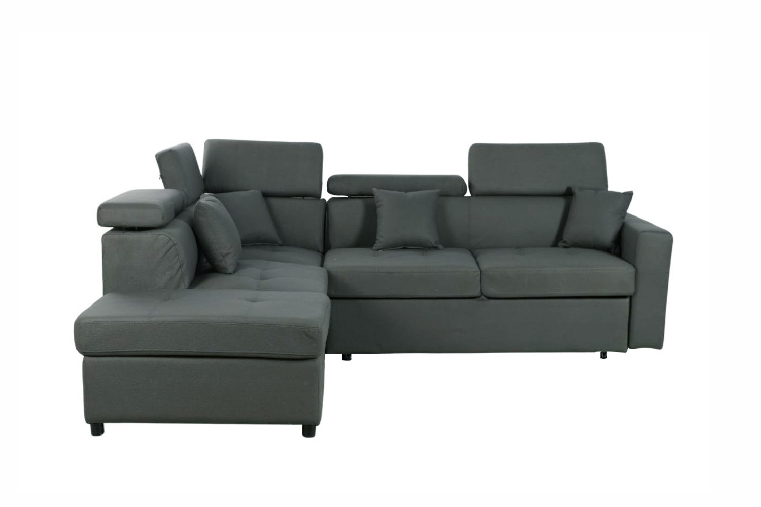 SCURO Sectional Sofa/Sofa Bed + Ottoman with Storage (Dark Grey)