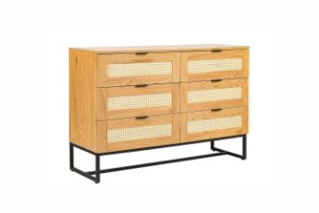 Picture of SAILOR 6 Drawer Chest with Rattan Design (Oak Colour)