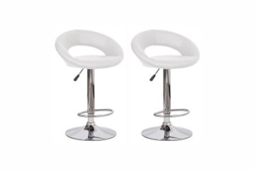 Picture of STANFORD Adjustable Swivel Gas Lift Bar Stool - Set of 2 (White)