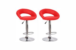 Picture of STANFORD Adjustable Swivel Gas Lift Bar Stool - Set of 2 (Red)